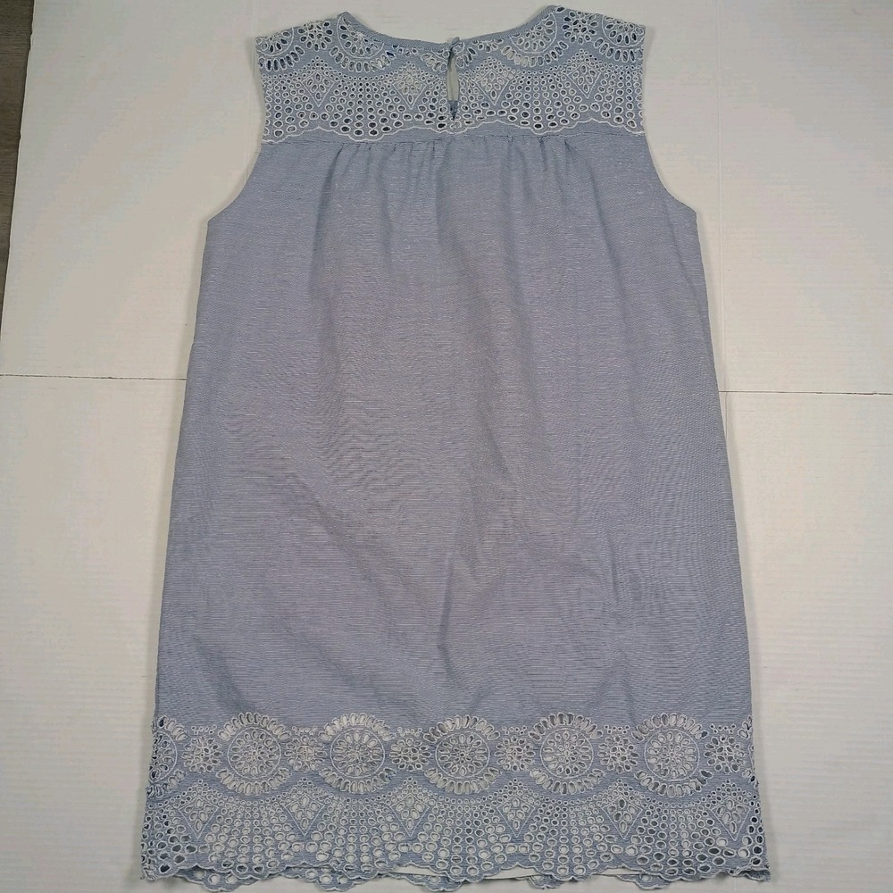 Southern Tide Cotton Blue White Alice Embroidery Sleeveless Tank Dress Large - Picture 5 of 7